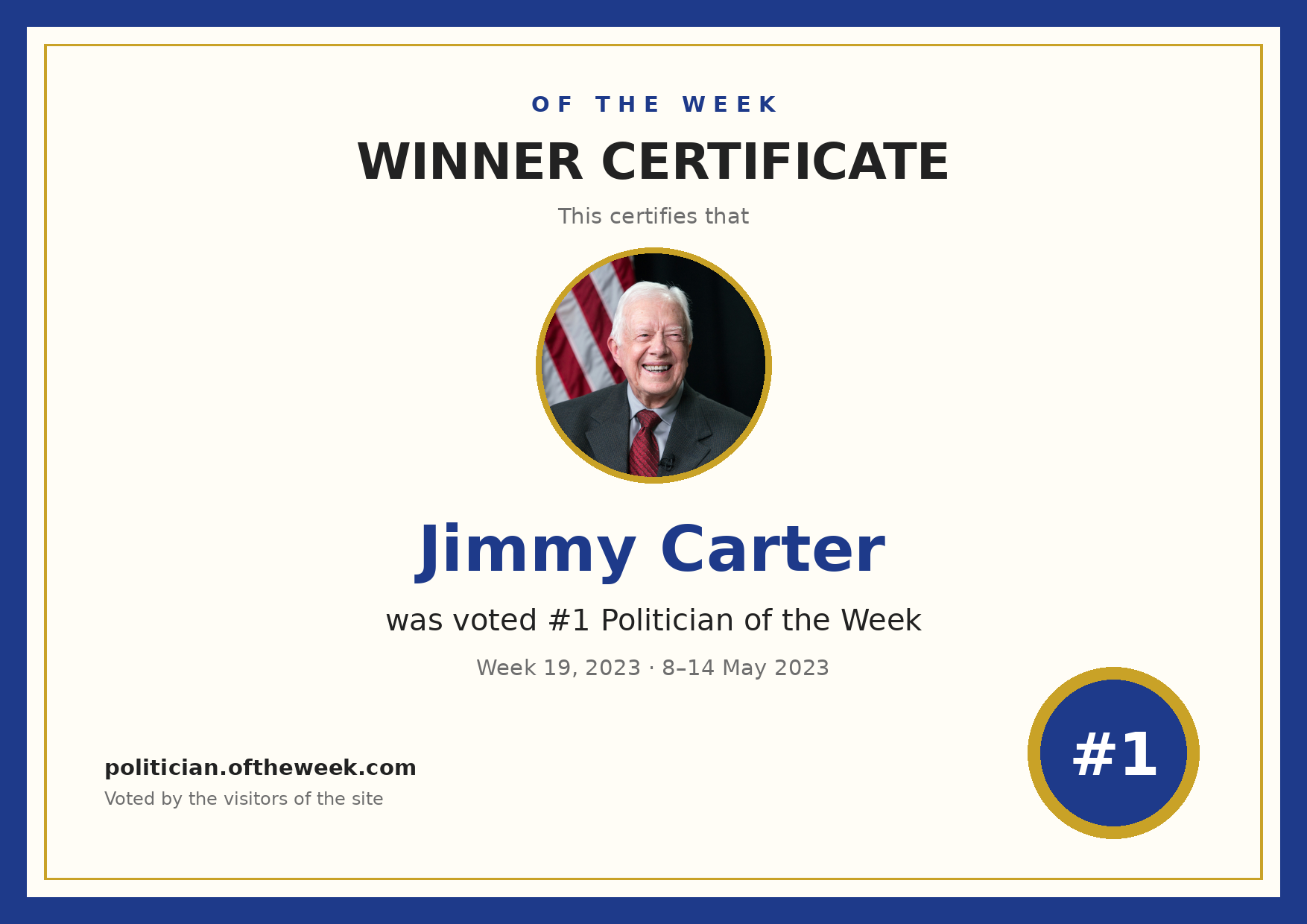 Certificate — Jimmy Carter
