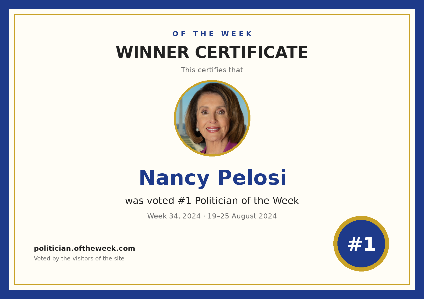 Certificate — Nancy Pelosi
