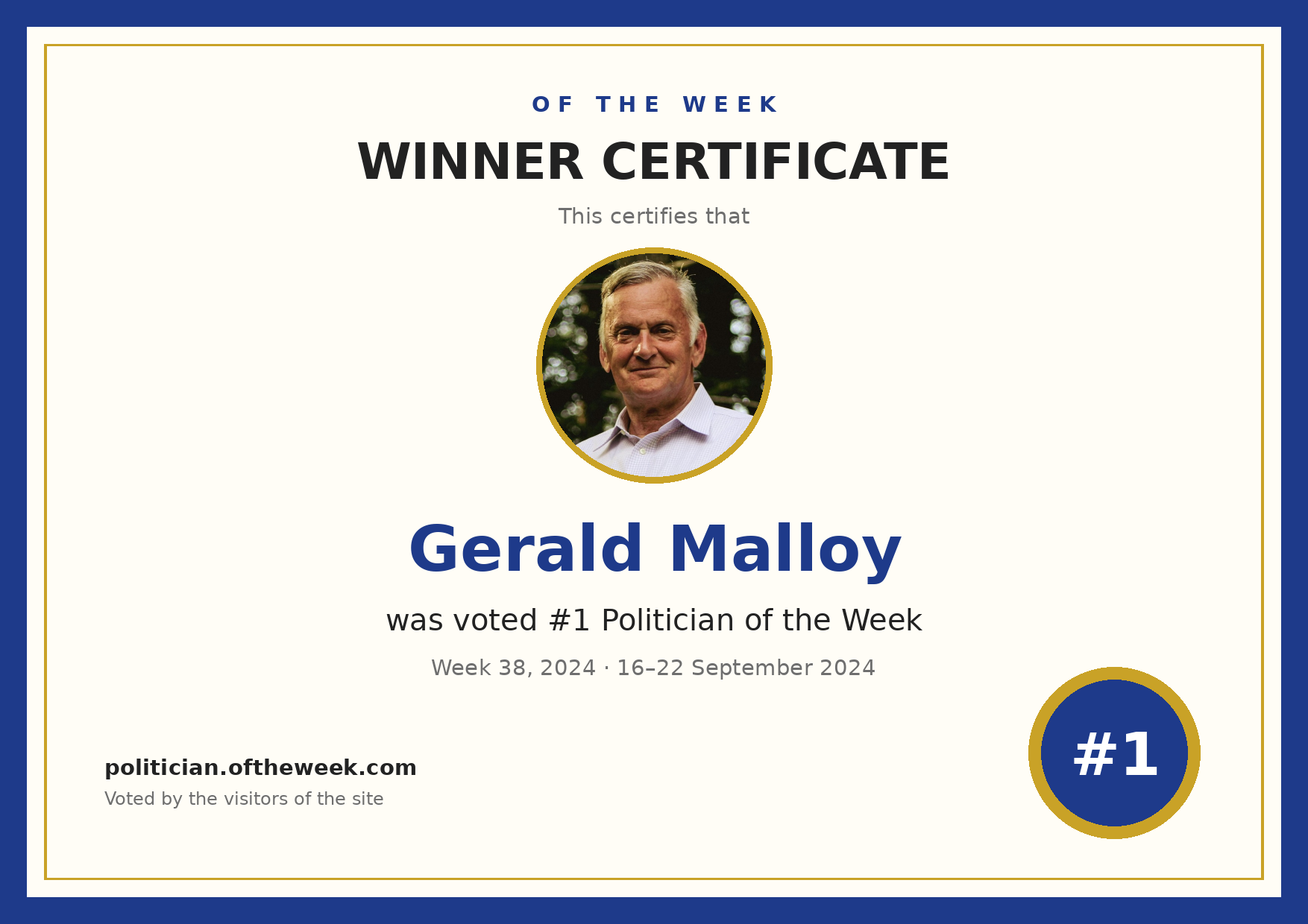 Certificate — Gerald Malloy