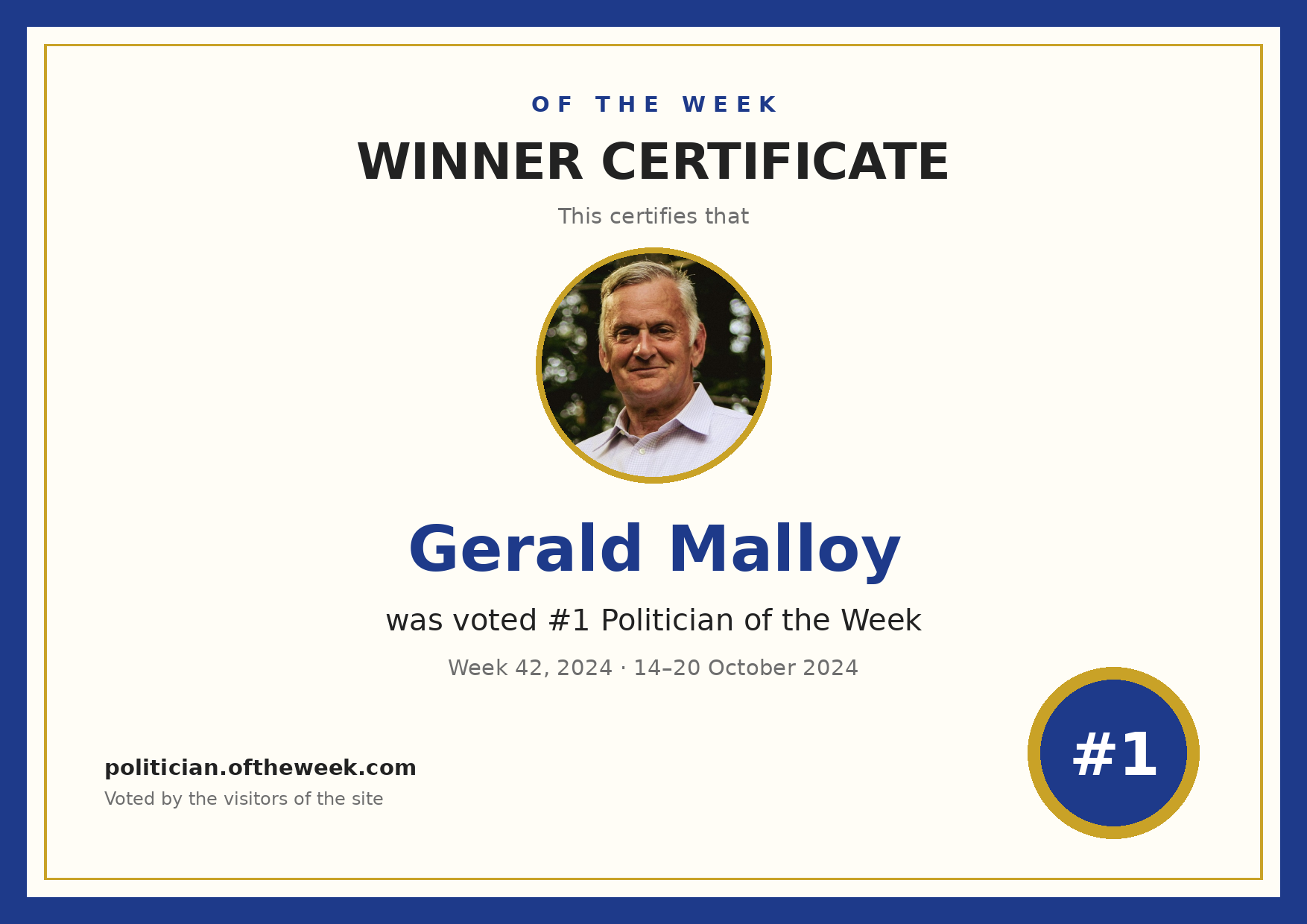 Certificate — Gerald Malloy