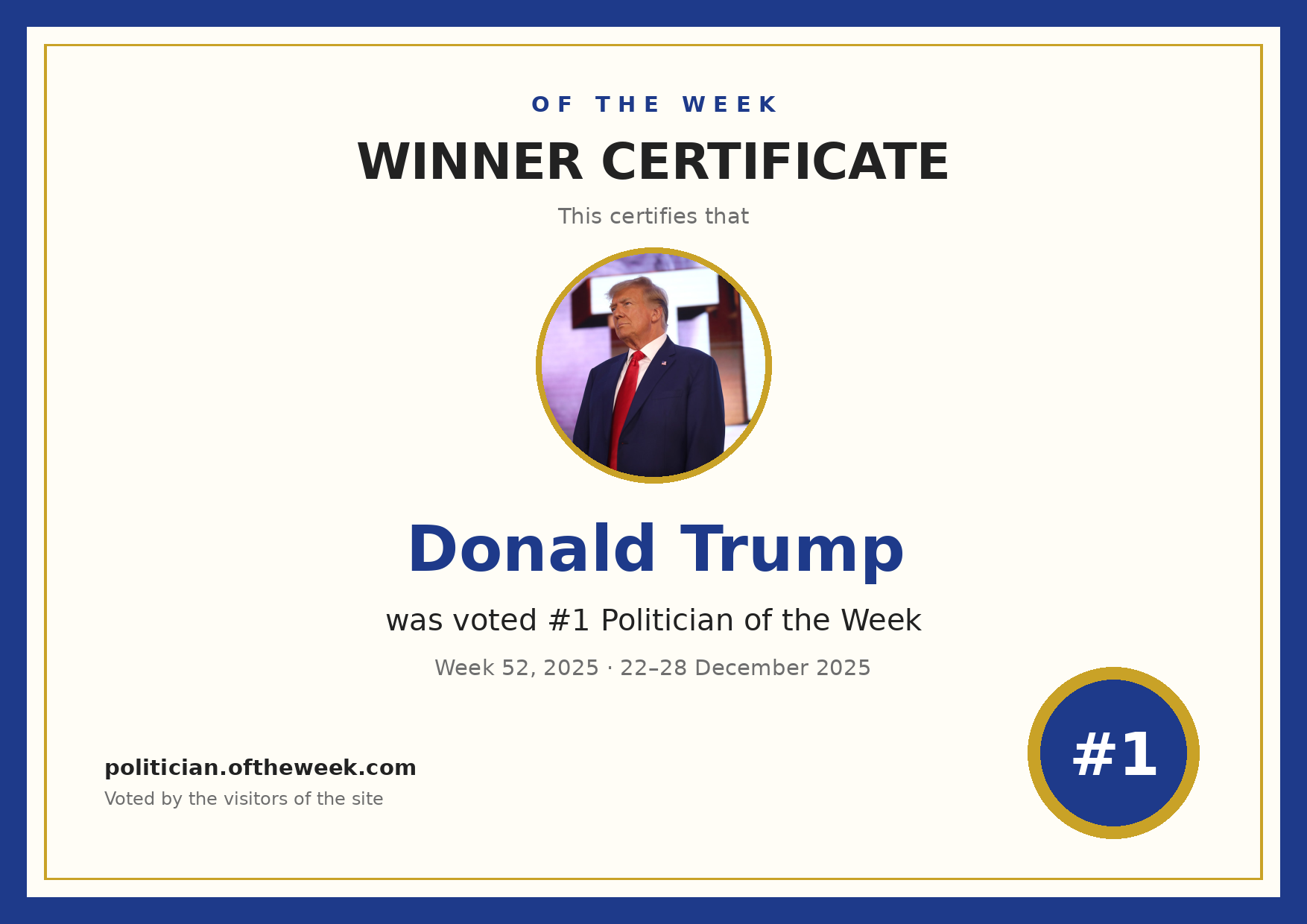 Certificate — Donald Trump