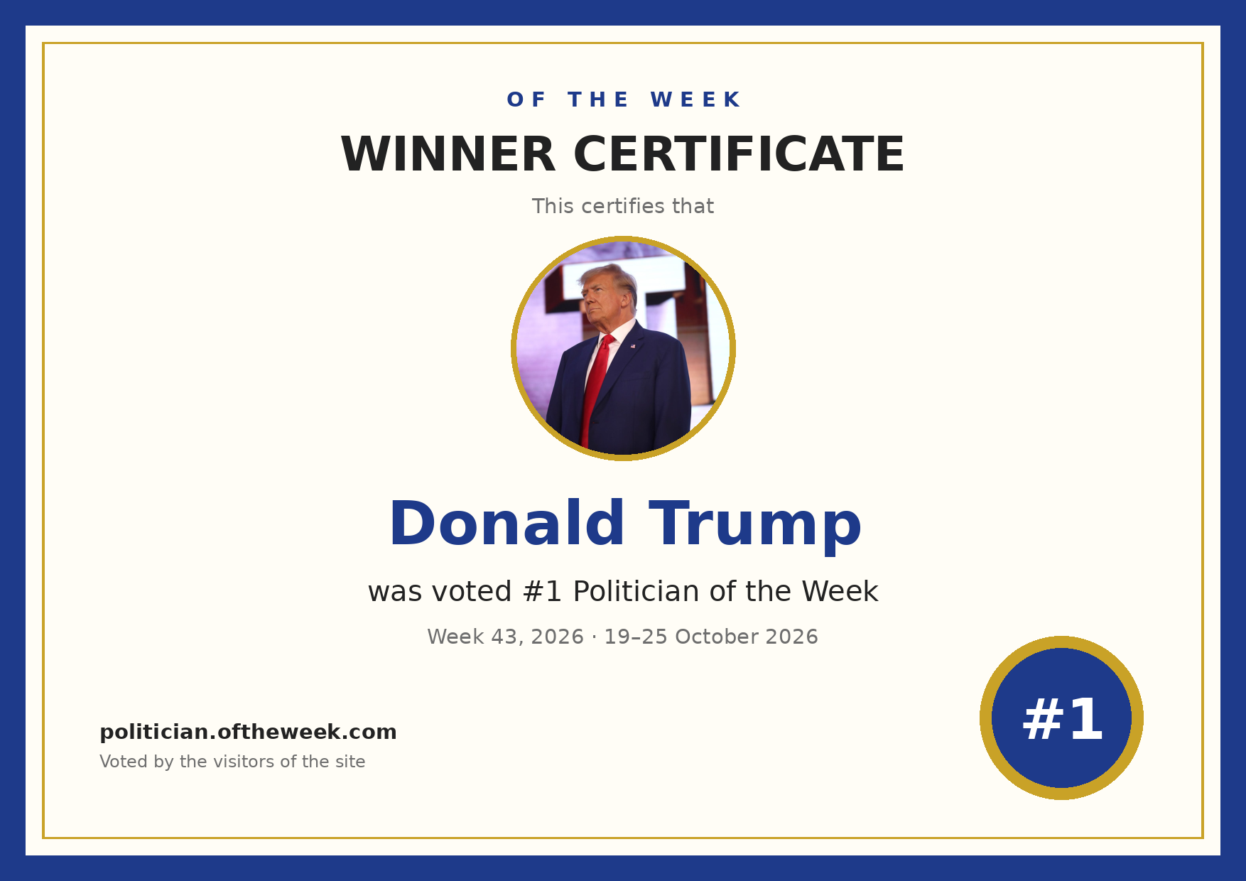 Certificate — Donald Trump
